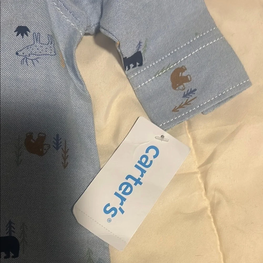 Carter's Blue Whale Print Button Down Shirt